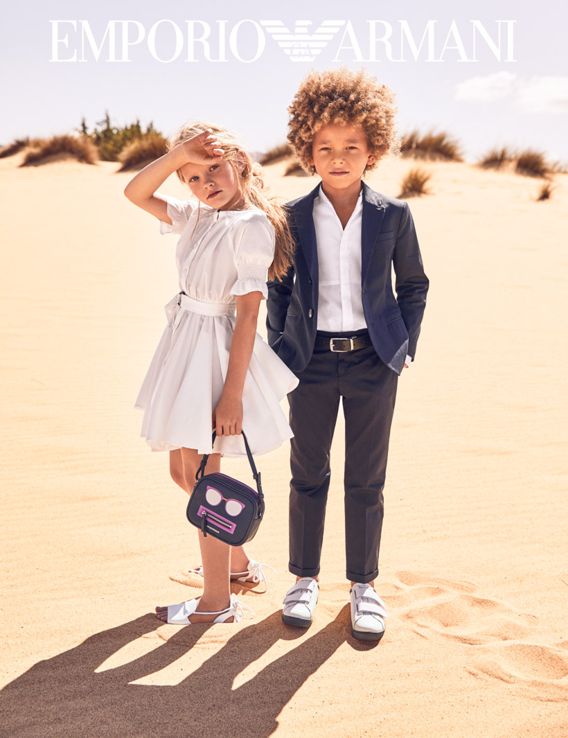 Armani kids fashion campaign shot on Sardinian sand dunes by Federico Leone - Image 01