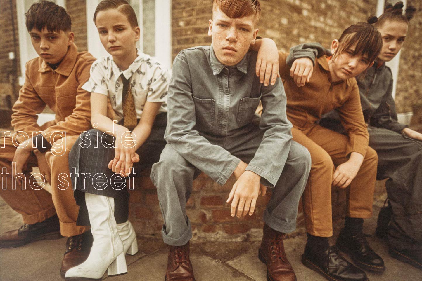 Collezioni Bambini editorial London street kids group - photographer Federico Leone stylist Becky Seager